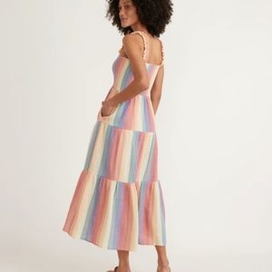 Marine Layer Selene Double Cloth Maxi Dress in Rainbow Stripe - size XS